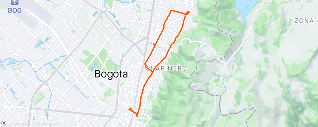 Map of the activity, Ciclovía con Juan y Lara