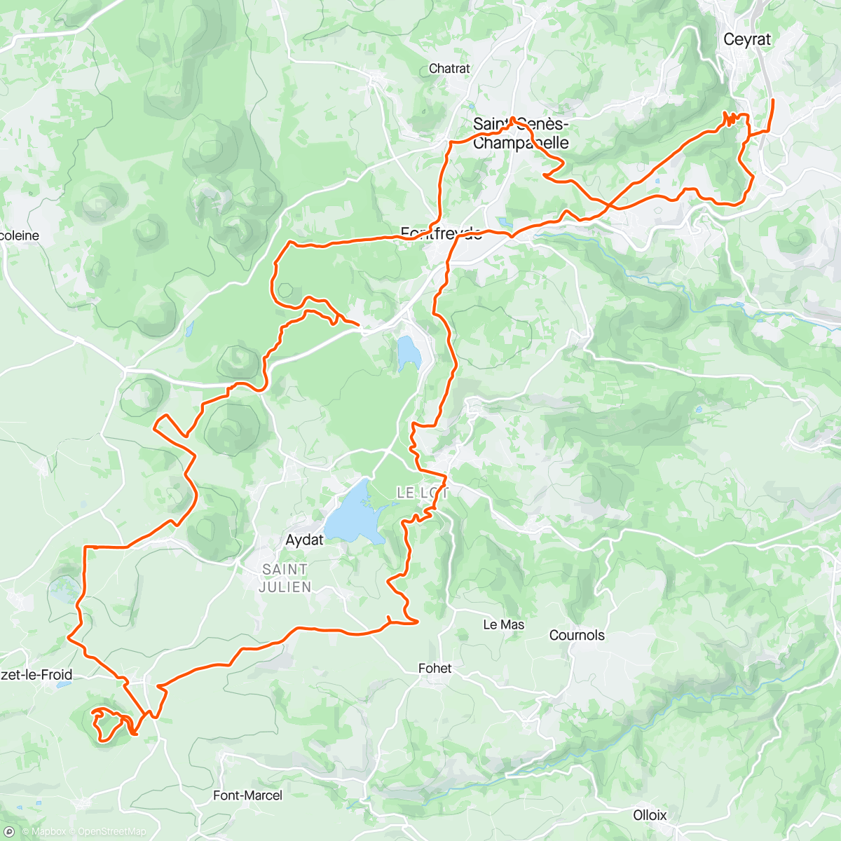 Map of the activity, Puy de Monténard