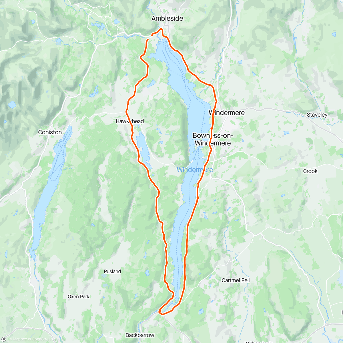 Map of the activity, Steven's 100 Marathon Club entry ride
