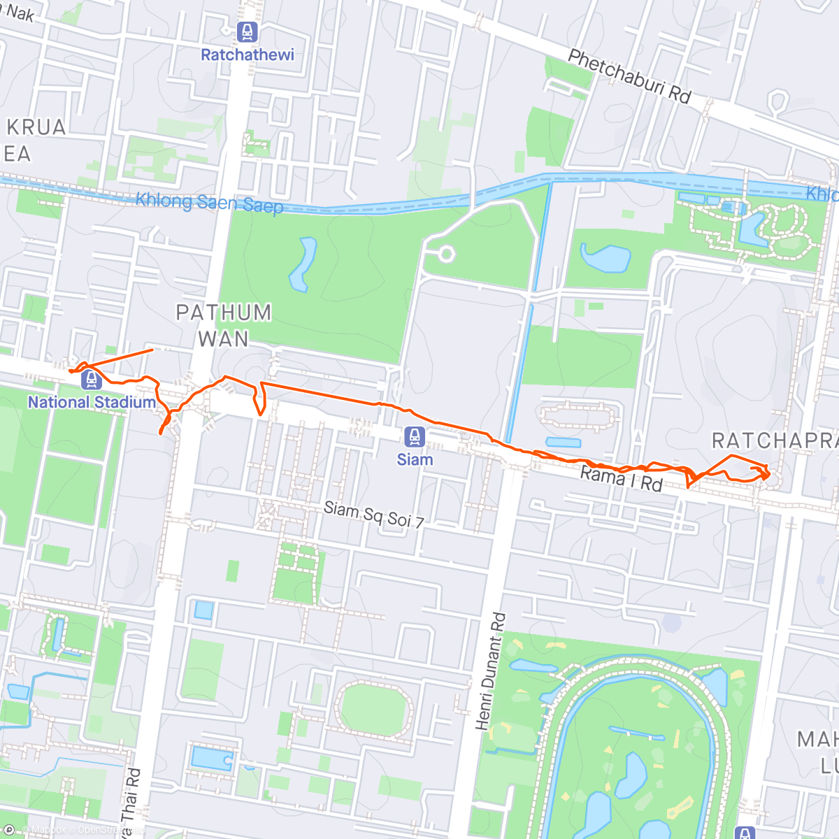 Map of the activity, Marche dans Siam -Bangkok