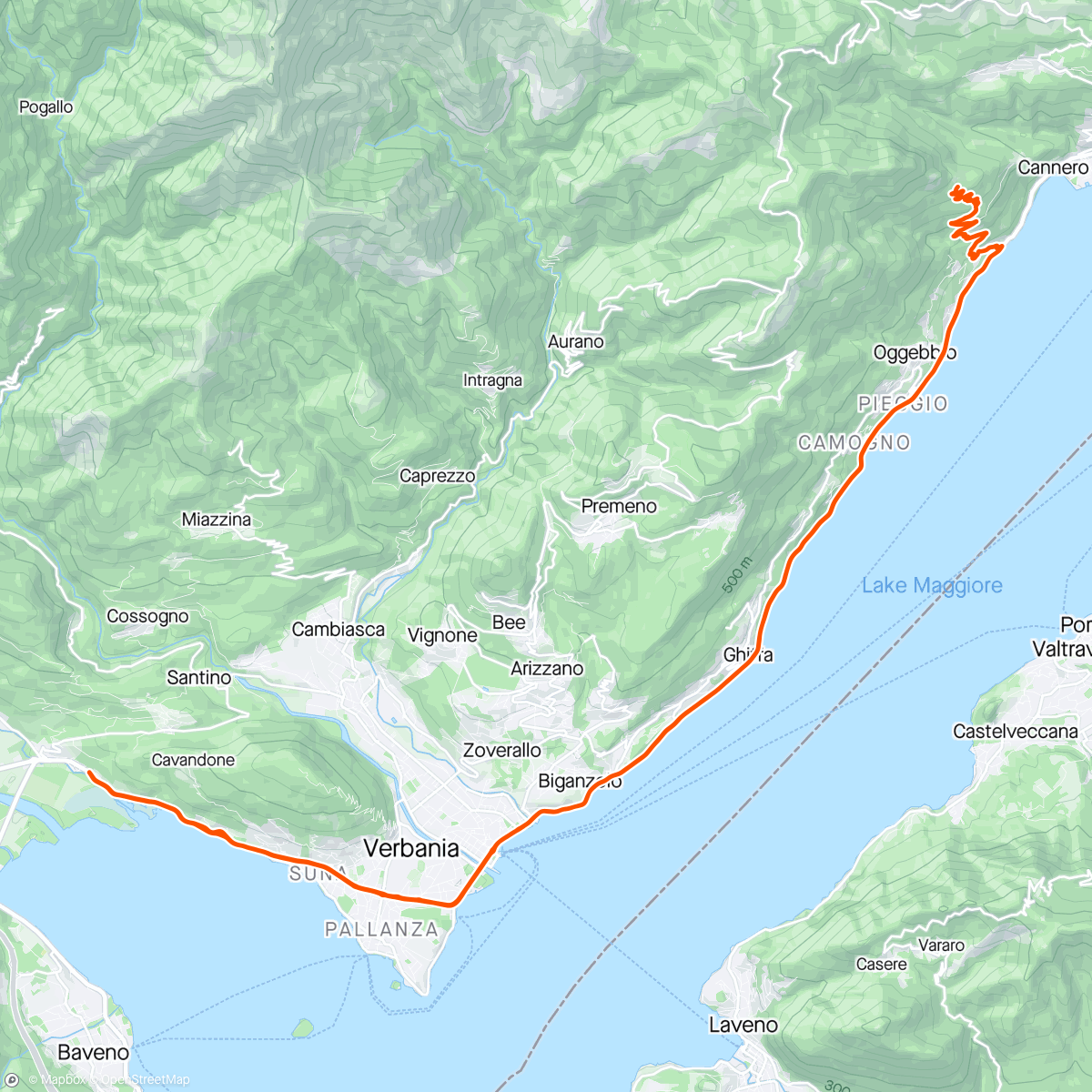 Map of the activity, Alpe Ronno