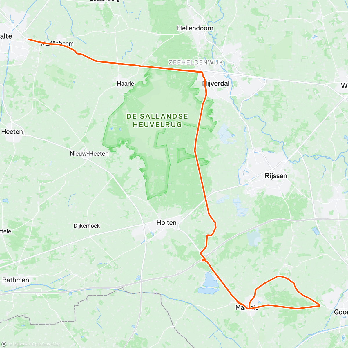 Map of the activity, FVC ride met Natas en Kim!