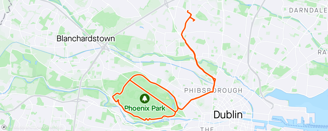 Map of the activity, Rd bike in Phoenix park (some light discomfort in R knee, easy does it , 2 mths since injury feb 15)