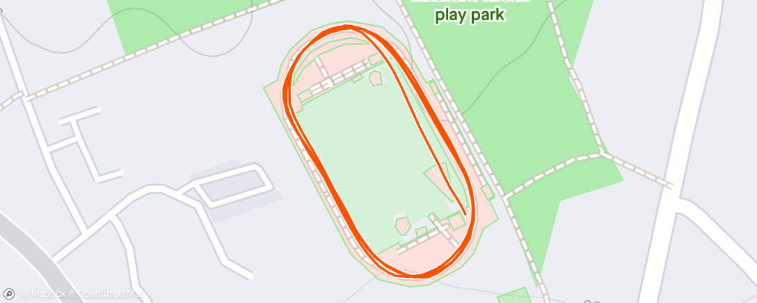 Map of the activity, Yeovil evening track event - 1500m