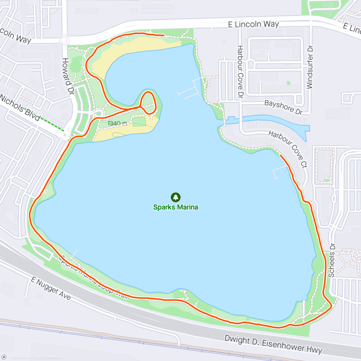 Map of the activity, Sparks Marina walk with my sweetie!