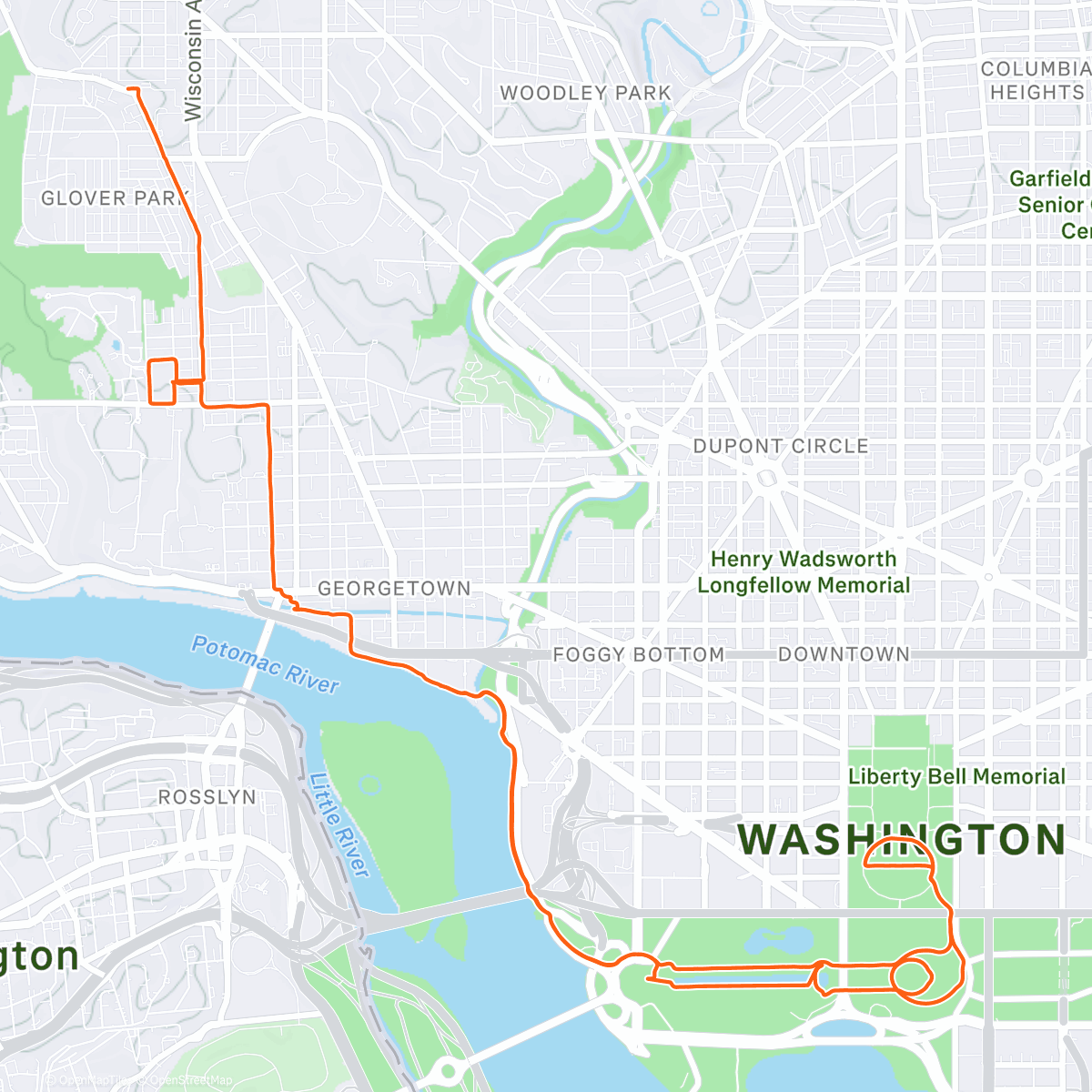 Map of the activity, Вечерний забег