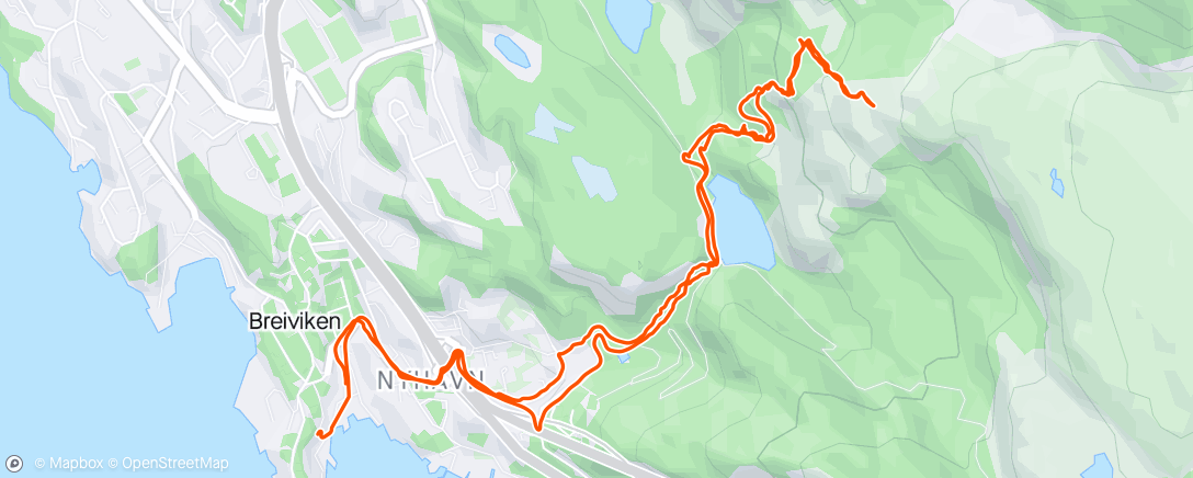 Map of the activity, Evening Trail Run to Sandvikshytten 🌅