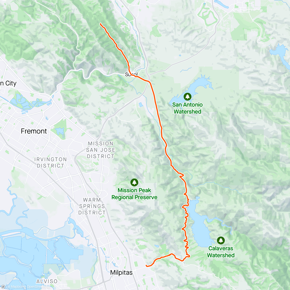 Map of the activity, Calaveras Kilkare Saval Ride!