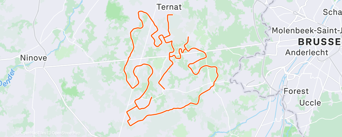 Map of the activity, MyWhoosh - Belgium