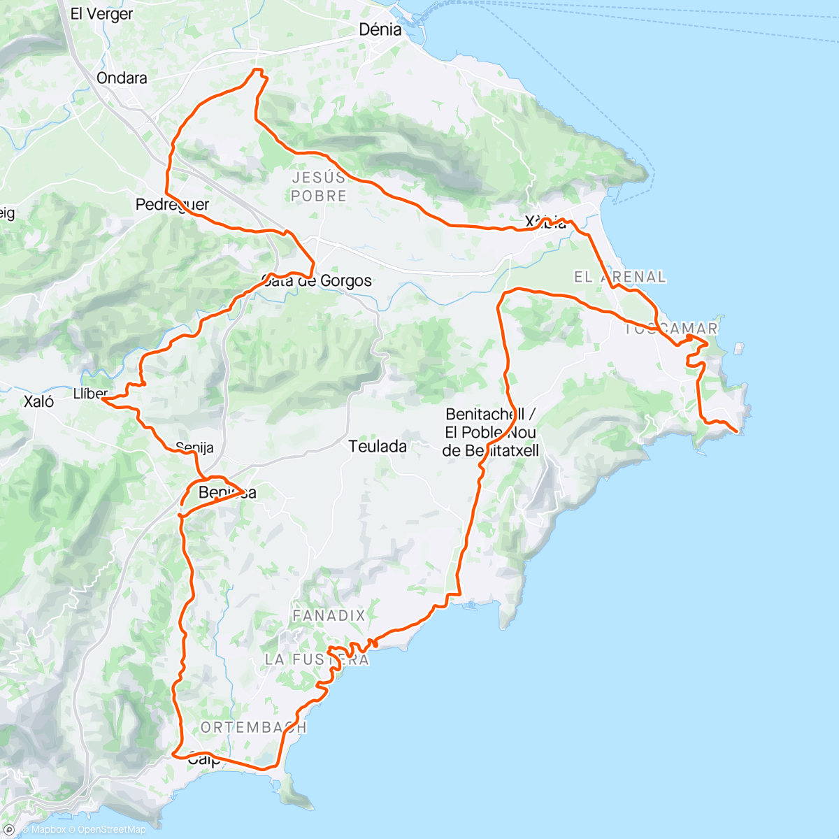 Map of the activity, Ruta del cap de la Nao