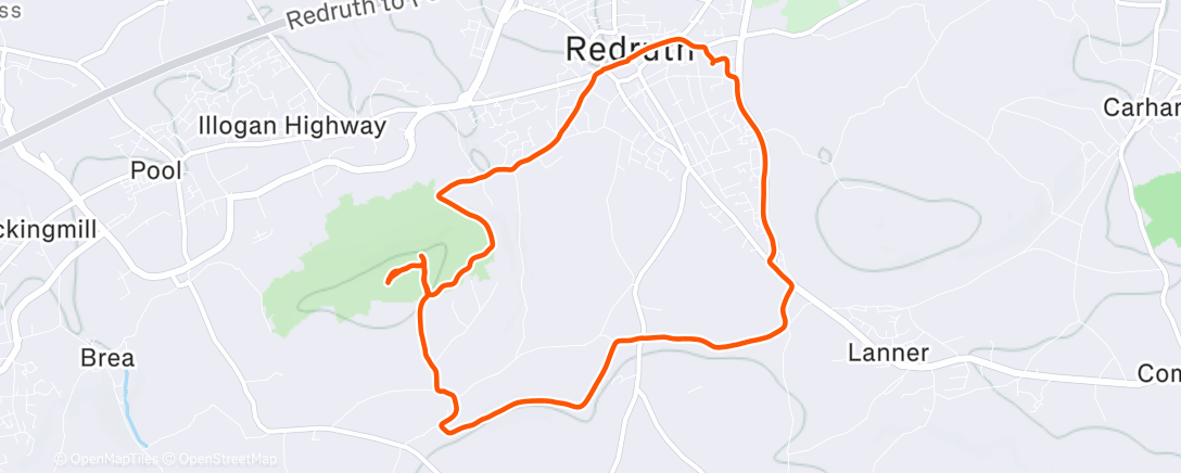 Map of the activity, Carn Brea Hike