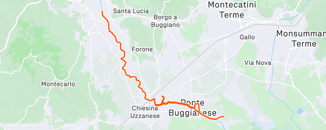 Map of the activity, Pedalata pomeridiana