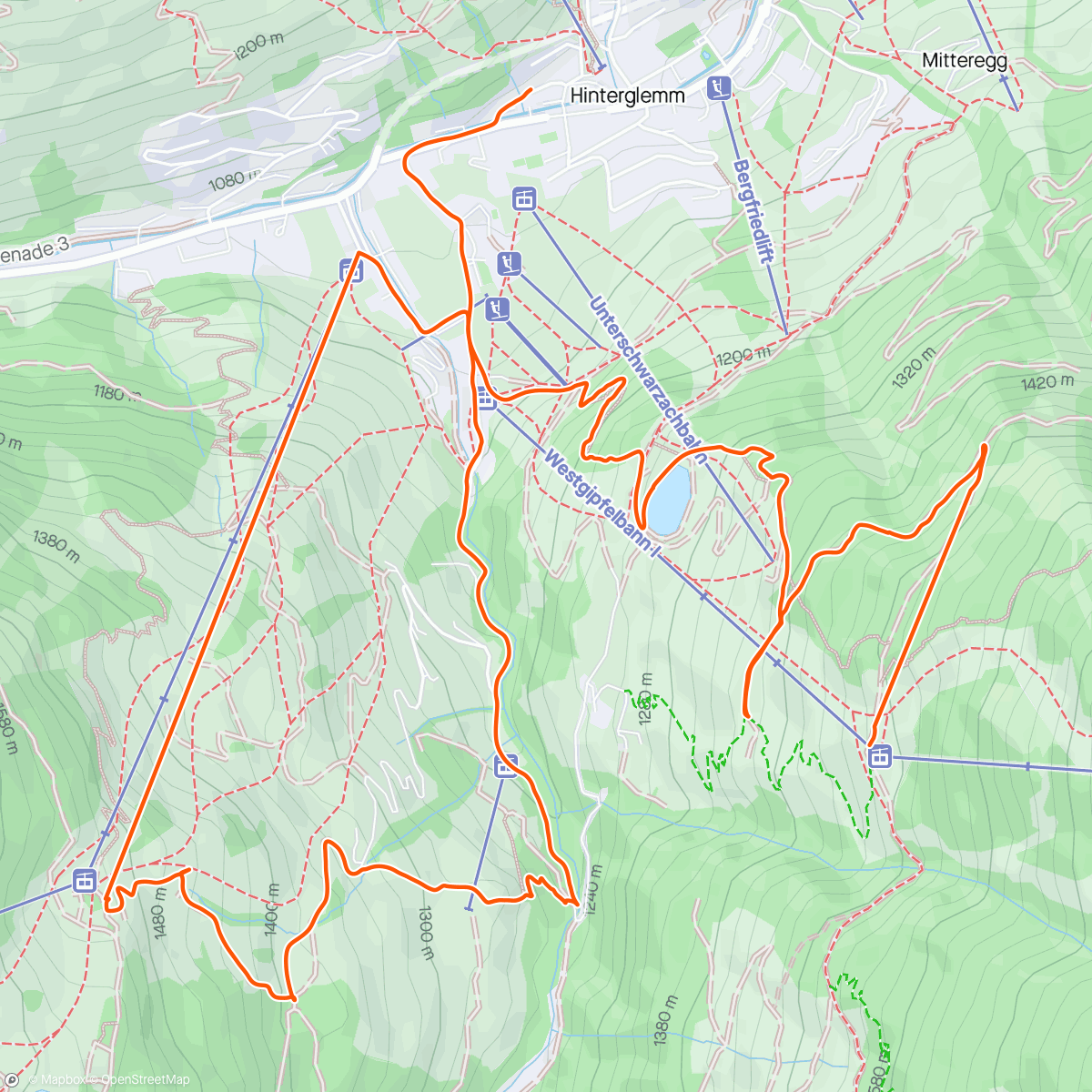 Mapa de la actividad, Schneewandern in Hinterglemm