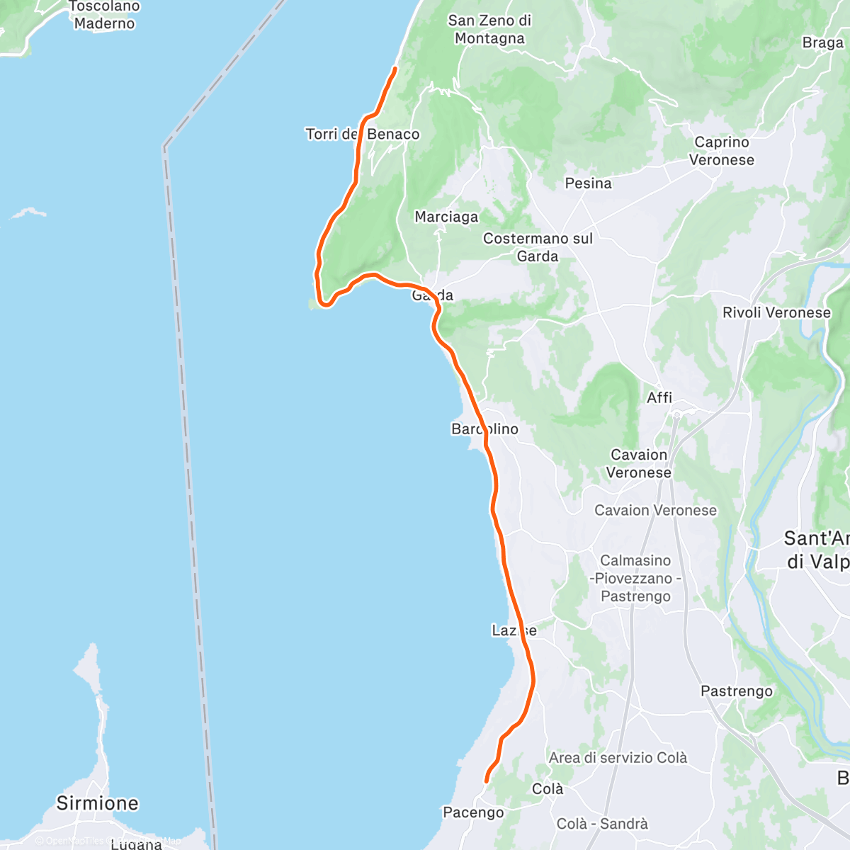 Map of the activity, ROUVY - Lago di Garda South East | Italy