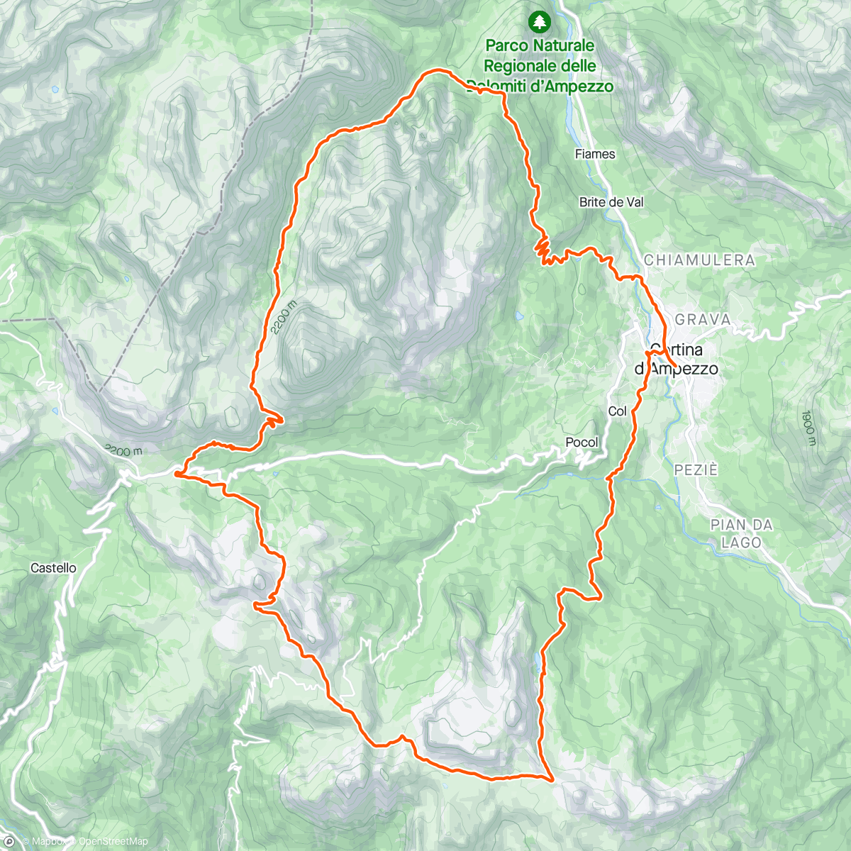 Map of the activity, Lavaredo 50k 2024