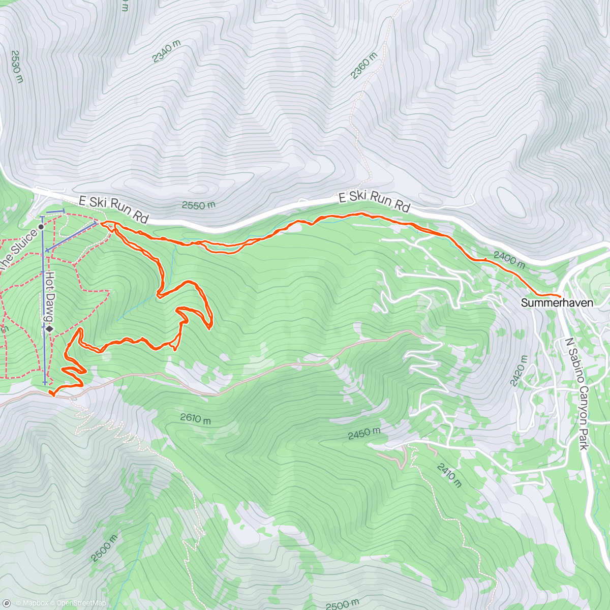 Map of the activity, Aspen Trail