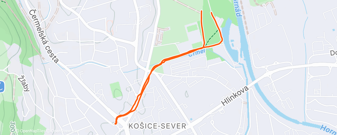 Map of the activity, 6 km easy run s J // Anička