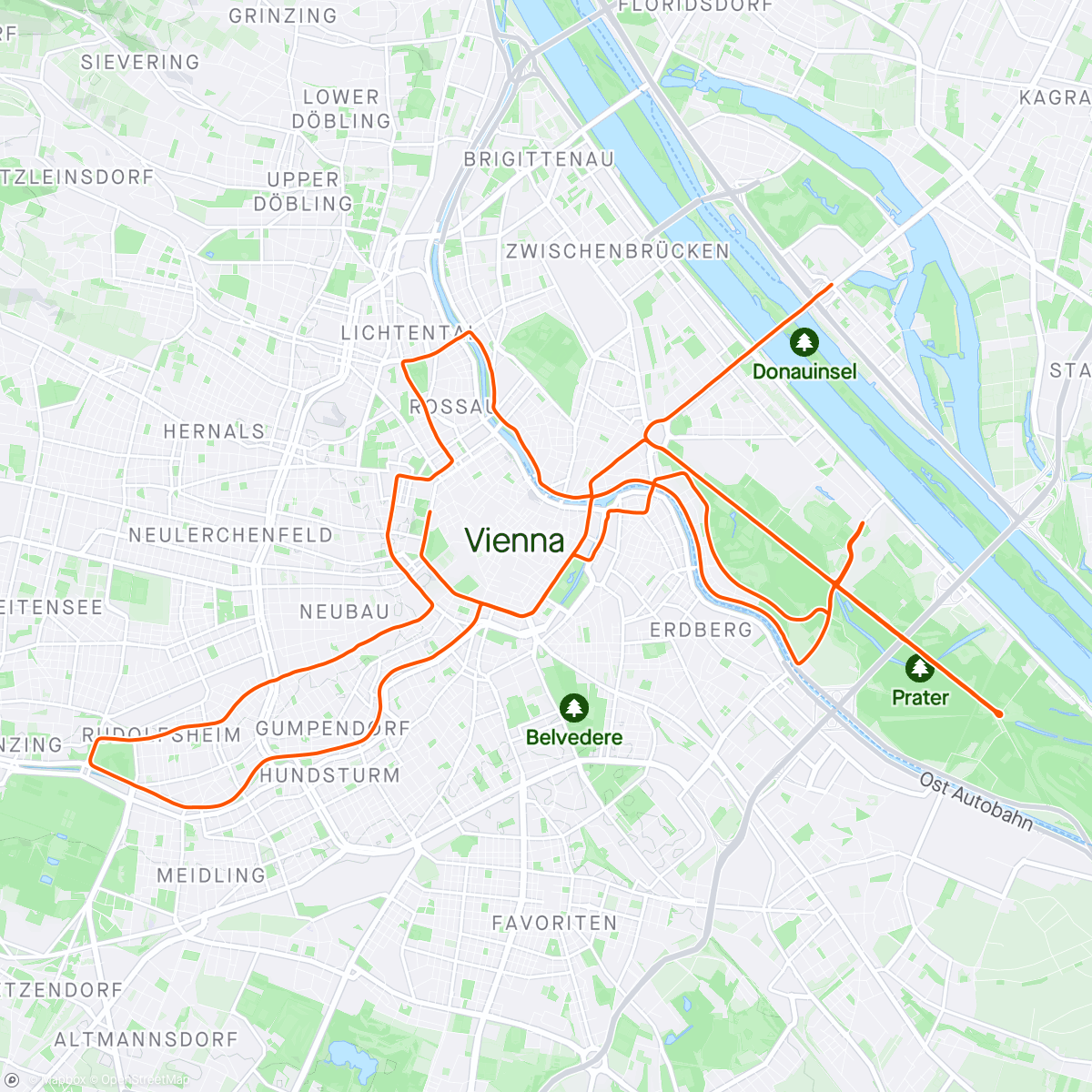 Map of the activity, Wien Marathon