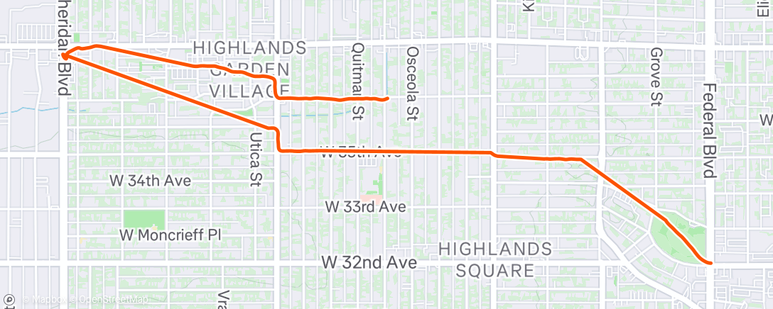 Map of the activity, Evening Run
