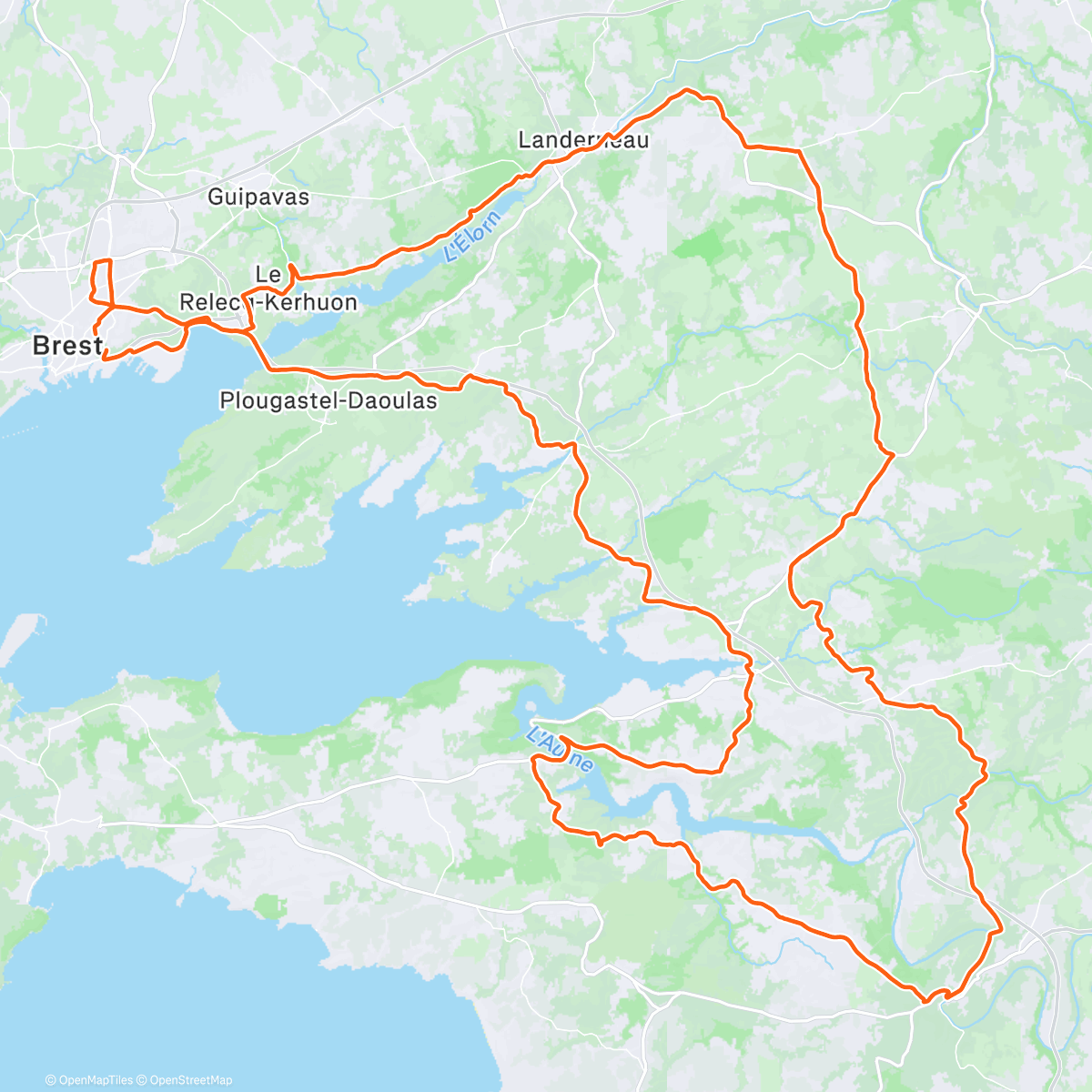 Map of the activity, Sortie vélo le matin