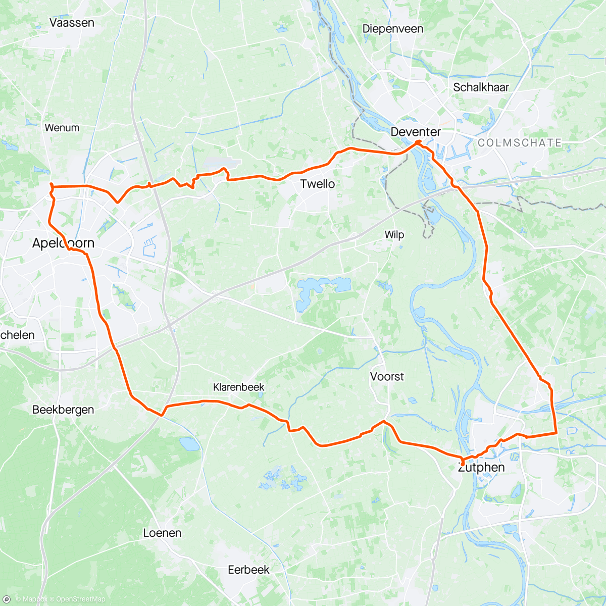 Map of the activity, Vliegen naar Bongers Bikes te Apeldoorn