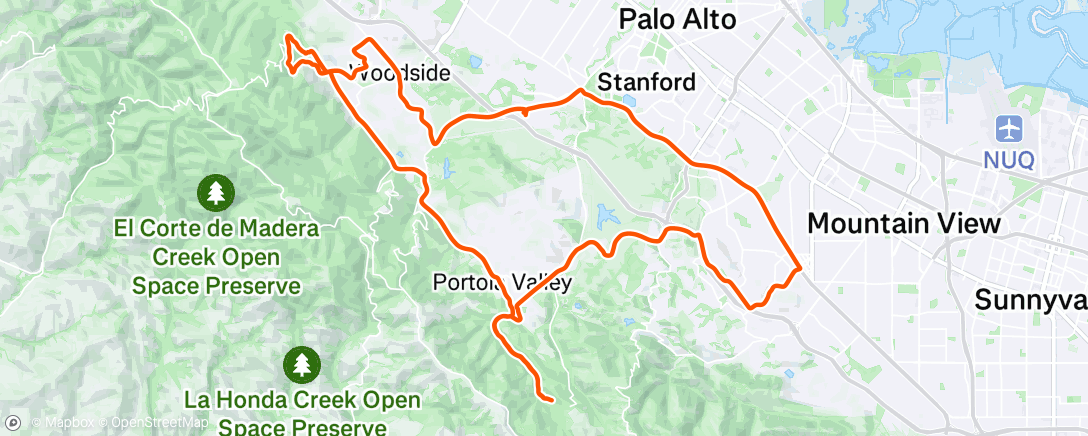 Map of the activity, Tour de Woodside with Mari, Philip, & Fred!
