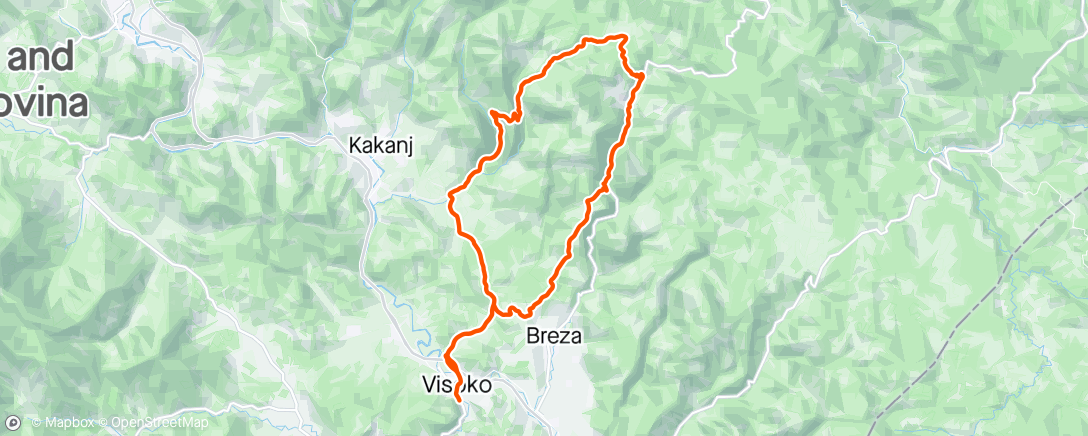 Map of the activity, Mtb, Visoko/Luznica/Sutjeska/Kopijari/Pogar/Vares/Striježevo/Vijesolici/Gorusa/Visoko/