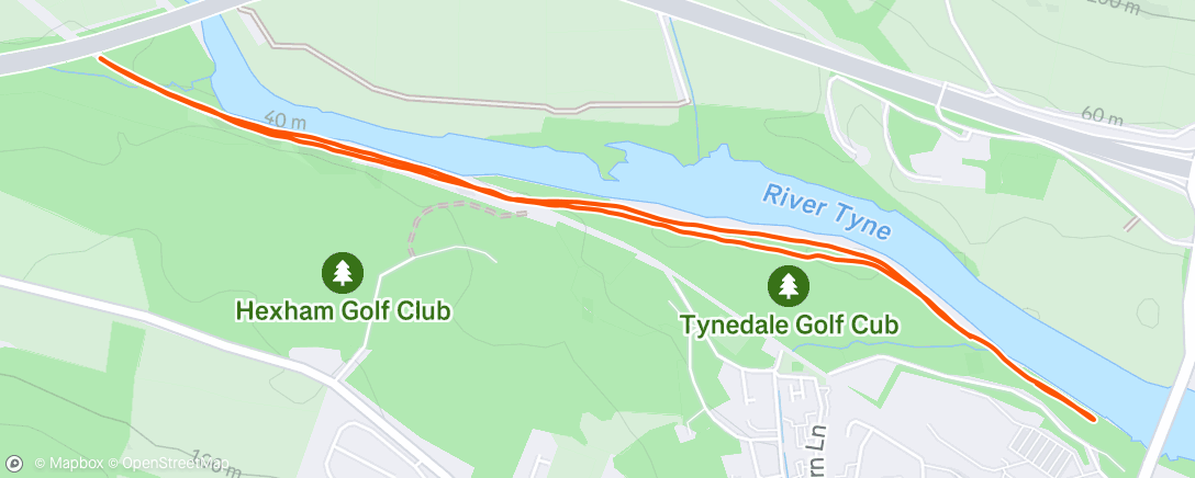 活动地图，RED no 21 Tyne Green parkrun Hexham