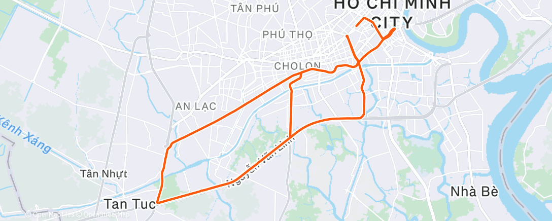 Map of the activity, Evening Ride