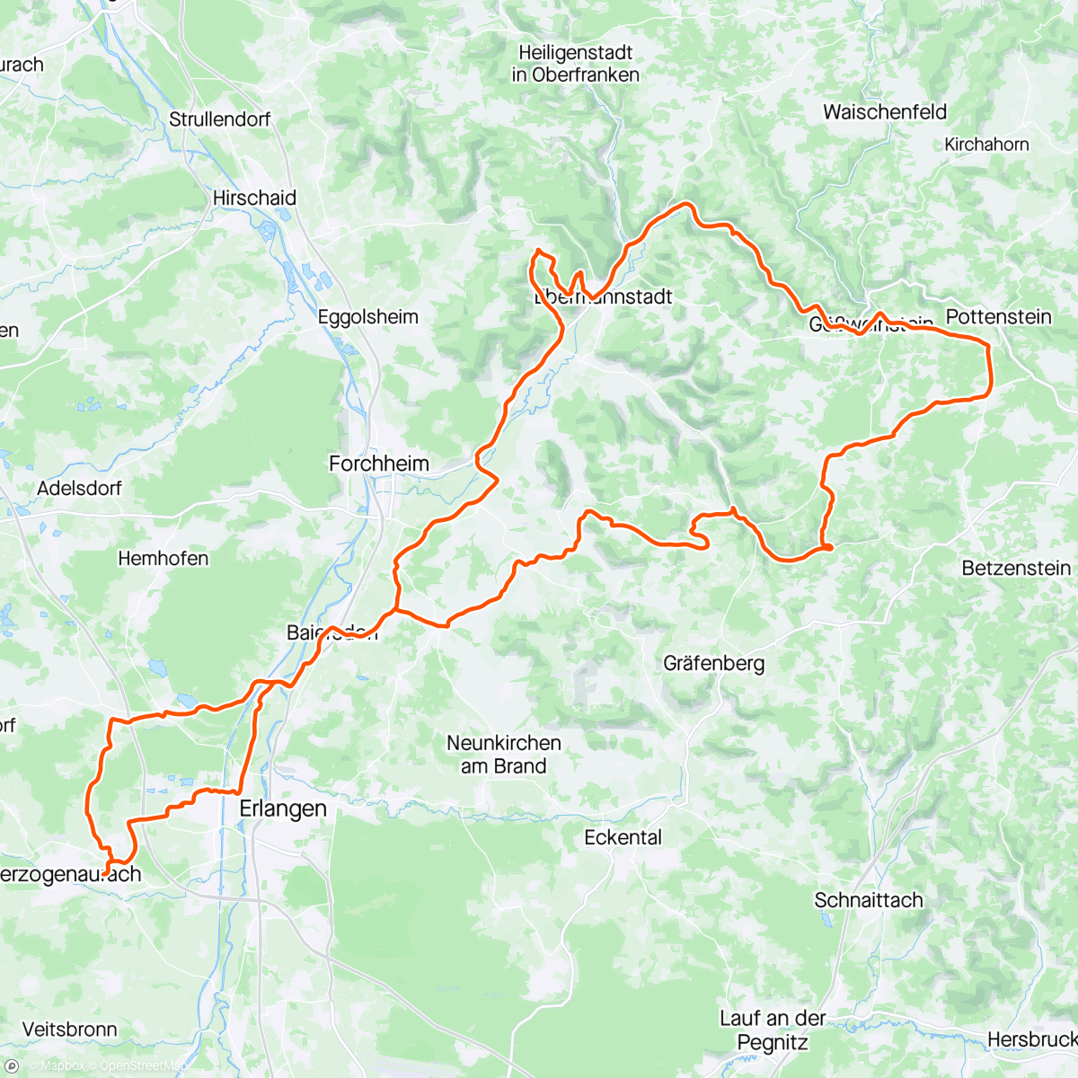 Mapa de la actividad, Fränkische Schweiz