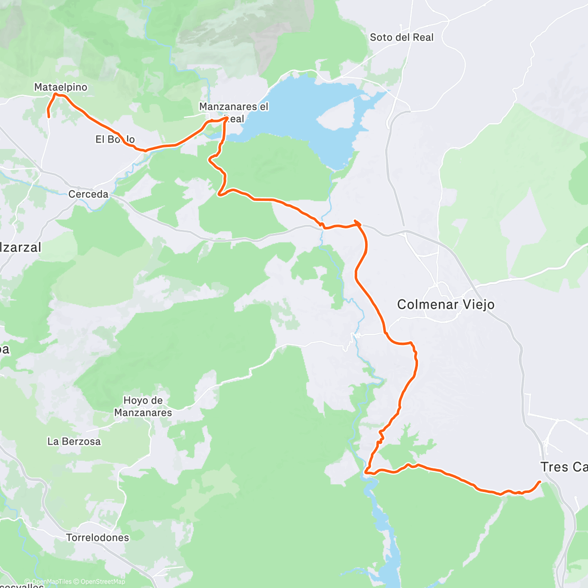 Map of the activity, Moncloa🏛️ ~  Matalpino 🌲🌲🌲🚵🏻💨 Tramo 2 de Tres Cantos a Matalpino 🌲