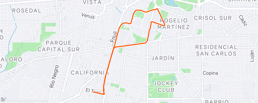 Map of the activity, Evening Run