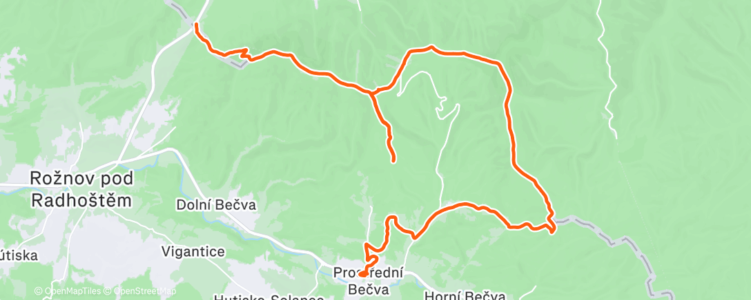 Map of the activity, christmas transport Pindule - Bečvy
