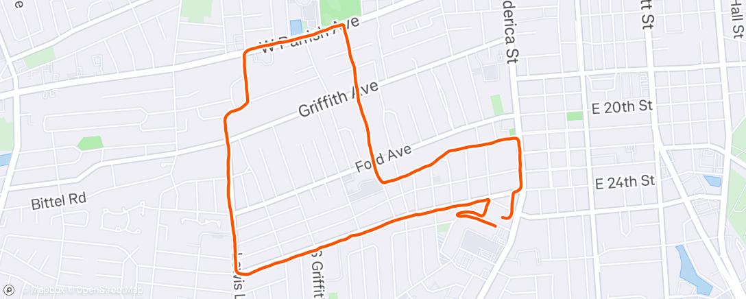 Map of the activity, Afternoon Run