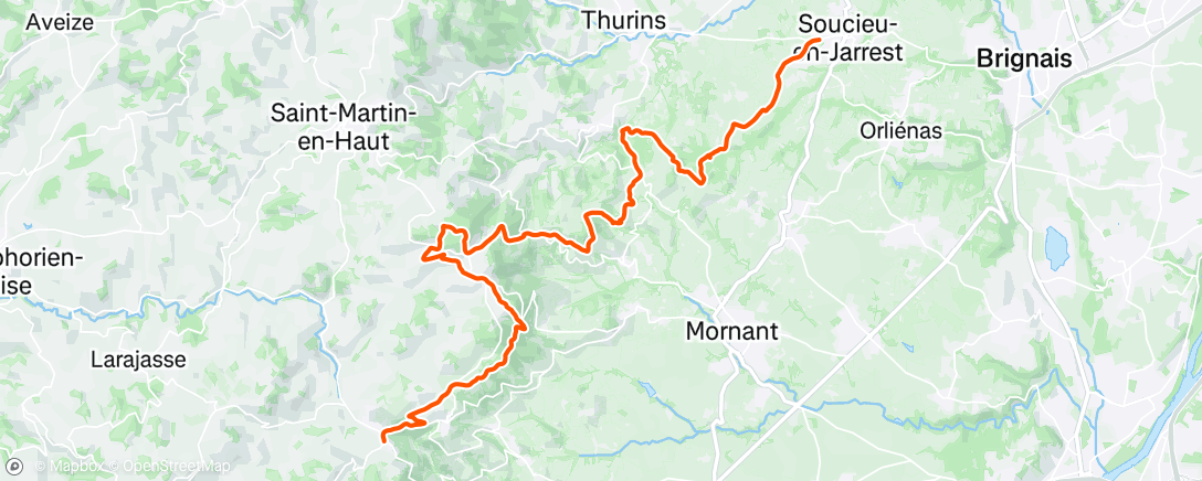 Map of the activity, Reco 3eme relais Ste Catherine Soucieux avec les 2 cousins..je suis mort