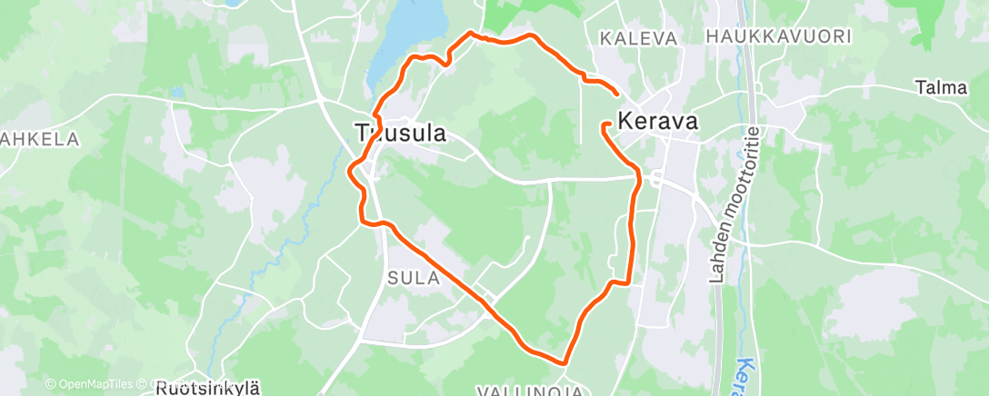 Map of the activity, Afternoon Run