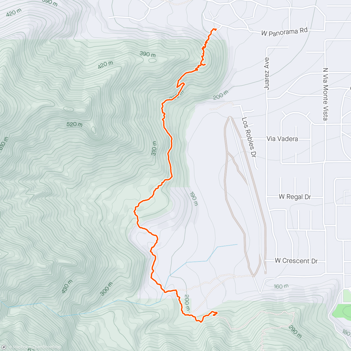 Map of the activity, North Lykken Trail, Palm Springs, CA (back leg)