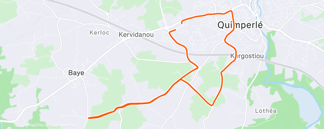 Map of the activity, Course à pied le matin