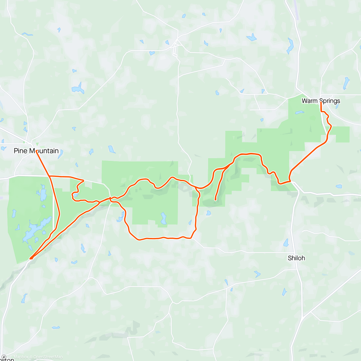 Map of the activity, FDR Ride - Pine Mountain/Warm Springs.