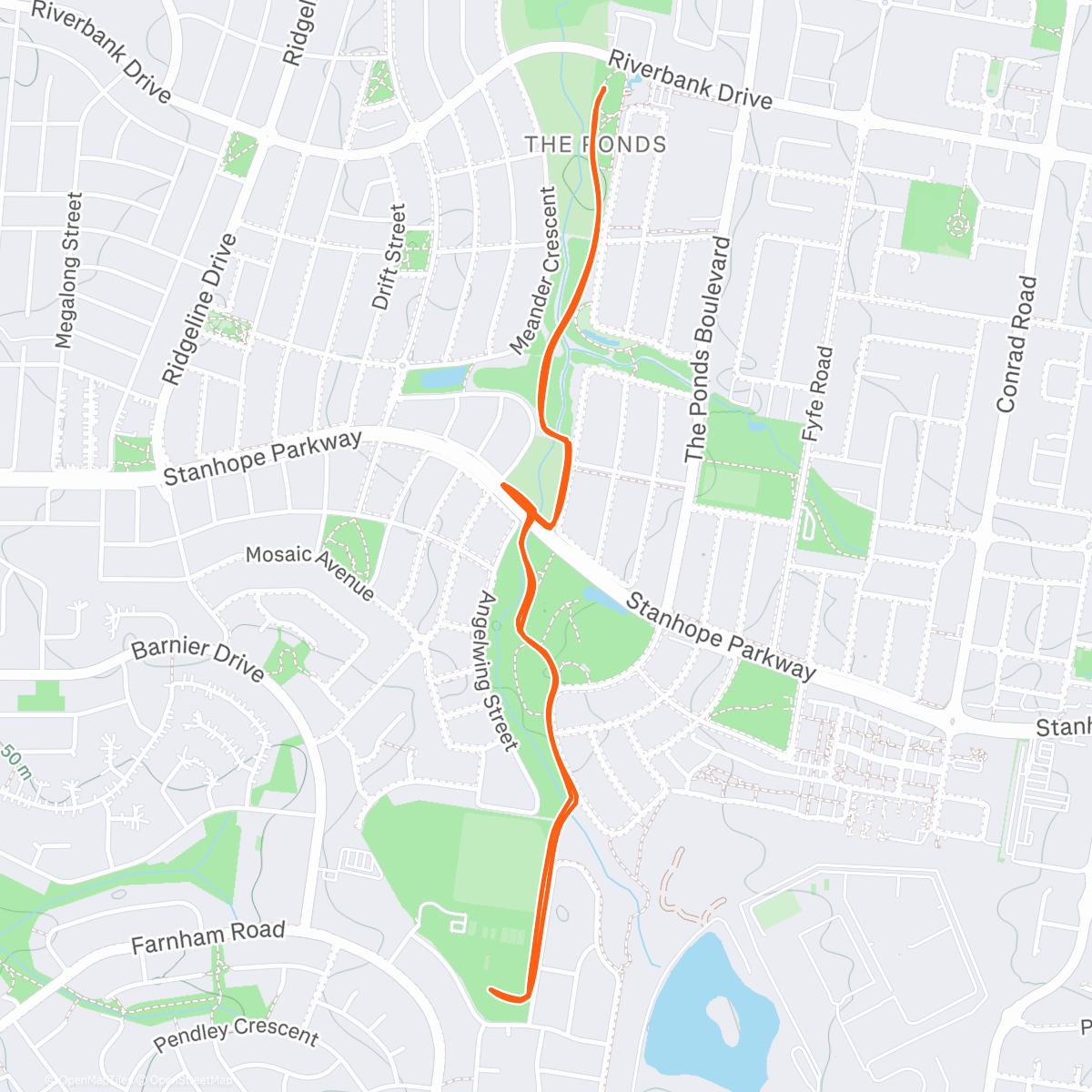 Map of the activity, Ponds X-mas parkrun