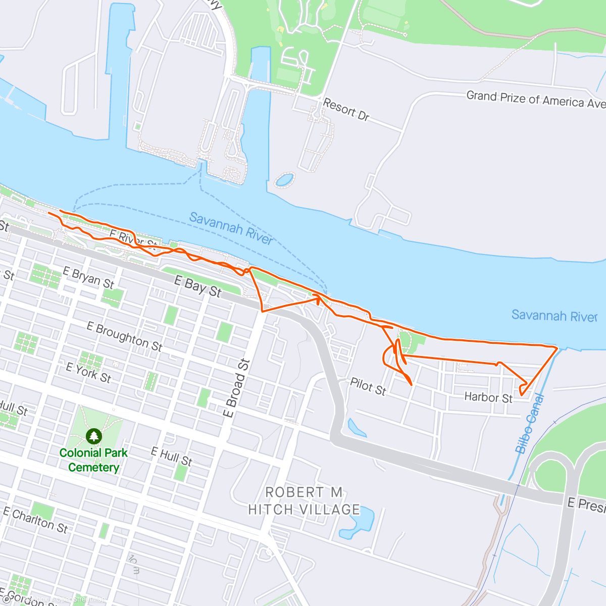 Map of the activity, Shockjogger 2024 #5 - Savannah river run