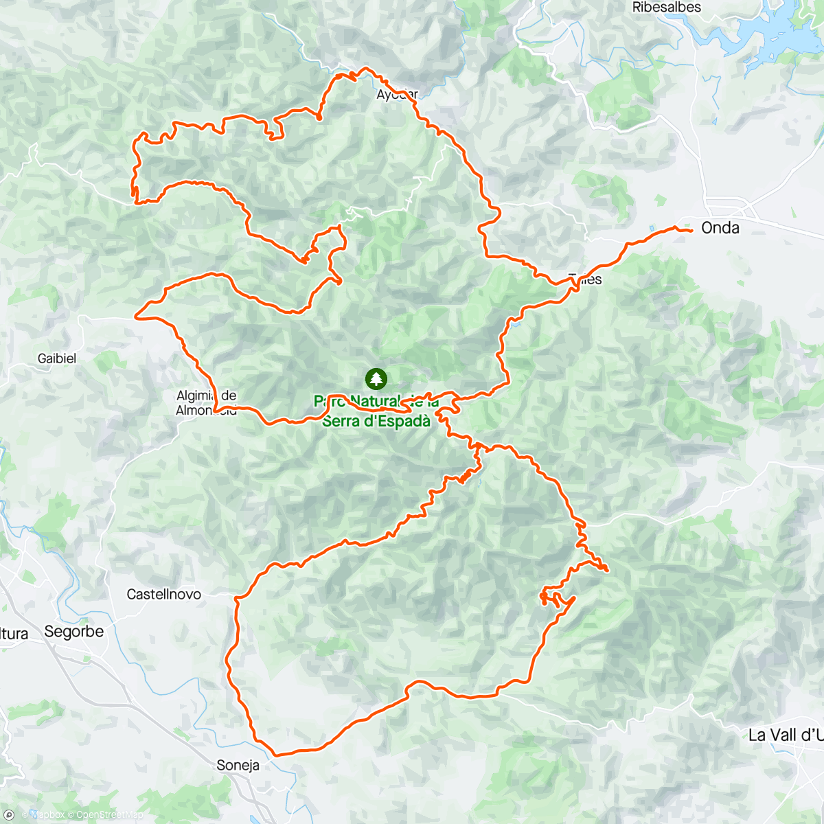 Mapa da atividade, 10 Picos Sierra de Espadán