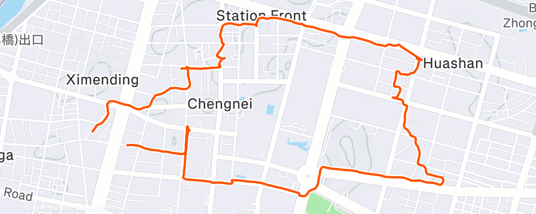 Map of the activity, Evening Run