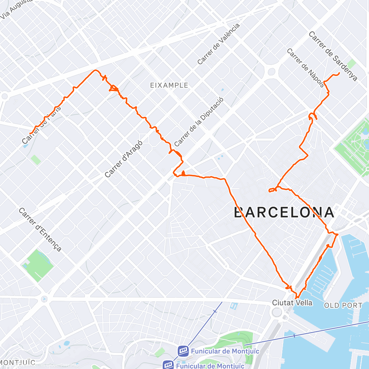 Map of the activity, Carrera de montaña matutina