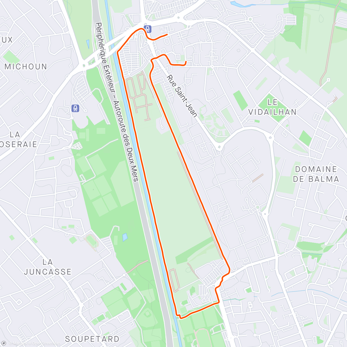 Карта физической активности (Lunch Run avec le T 🏃‍♂️🏃‍♂️☔️)