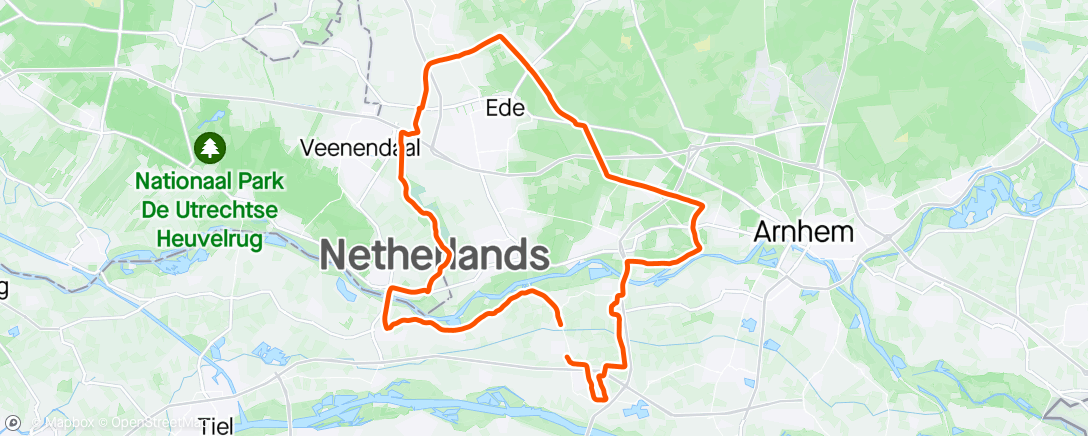 Karte der Aktivität „Ronde Veenendaal Ginkelse heide wolheze Oosterbeek Heveadorp Betuwe Relax”