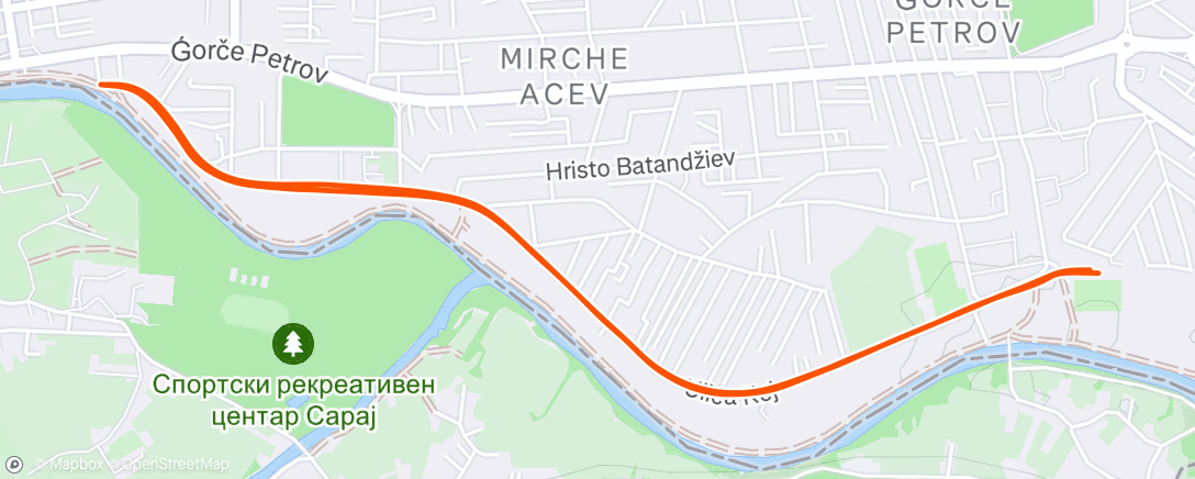 Map of the activity, Afternoon Run