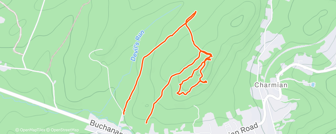 Map of the activity, Afternoon Hike