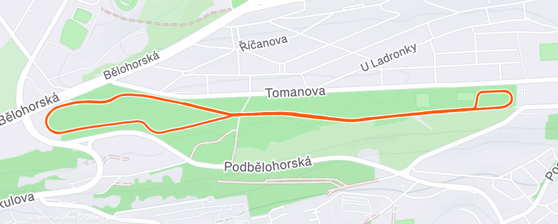 Map of the activity, Evening Run