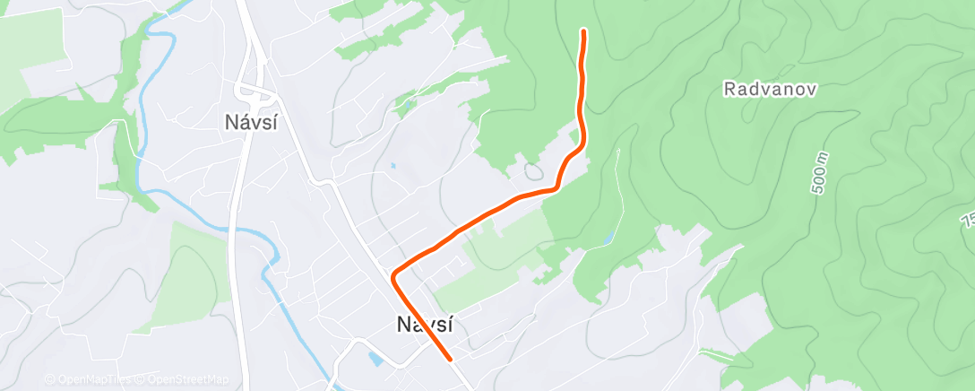 Map of the activity, Afternoon Run